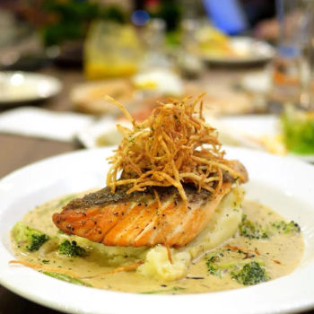 Grilled Salmon Fillet on Crispy Potato Cake