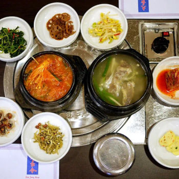 7 varieties of banchan (side dishes) & Main Dishes