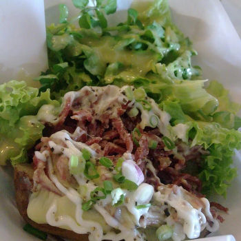Beef Rasher With Cheese In Baked Potato