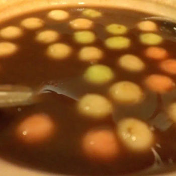 dessert- rice balls in red bean paste