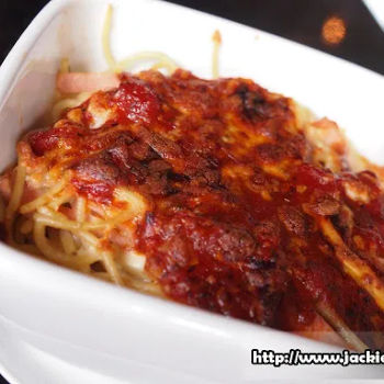 Cheese Baked Spaghetti with Ham