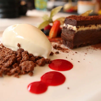 Chocolate Mille with Vanilla Ice Cream