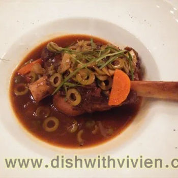 Braised Lamb Shank With Spices, Lemon Confit, Coriander And Green Olives