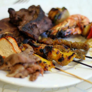 Grilled Satay and Seafod Skewers