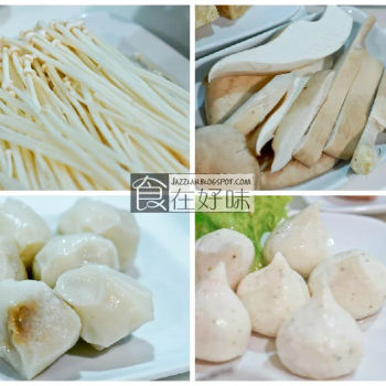 金针菇, 鲜鲍鱼菇,福州鱼丸, 香港蟹子丸和西刀鱼丸