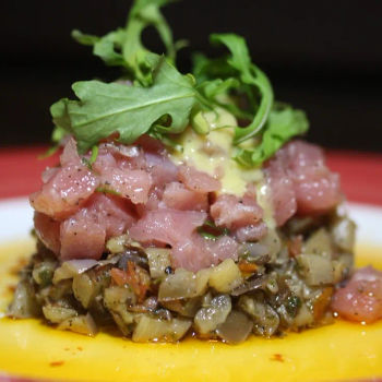 Tuna Tartare with Moroccan eggplants and Cumin Mayonnaise