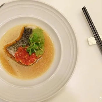 Steamed Omega rich grouper with chopped chilli paste and ginger parsley paste