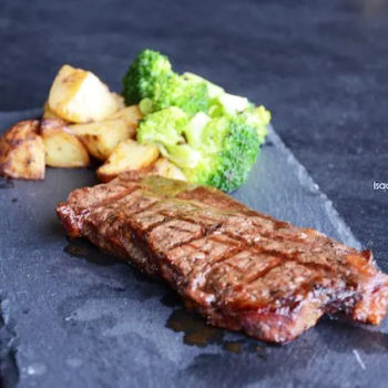 Prime Angus Sirloin Steak with Roasted Chat Potatoes and Asparagus