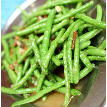 Stir fried baby french beans with dried shrimps