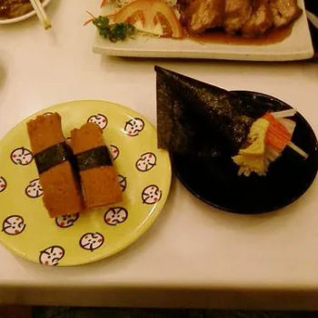 Otak-otak sushi and California handroll