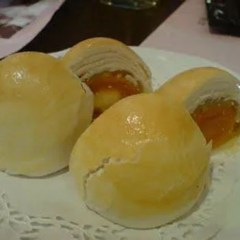 Lotus and salted egg yolk in pastry