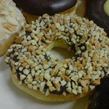 Walnut bits on dark chocolate