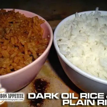 Dark Oil Rice and Plain Rice