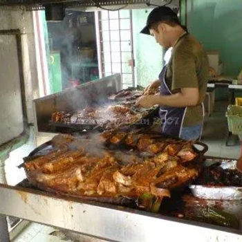 BBQing fresh marinated seafood