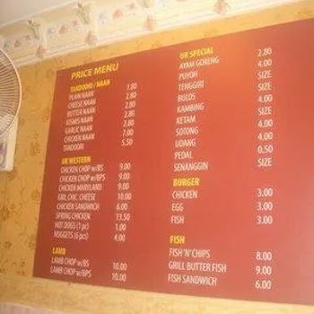 Menu and Price List On Board
