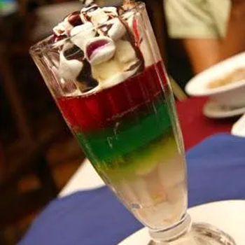Triple Layered Jelly Topped With Vanilla Ice Cream