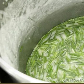 Thin runny batter with chives