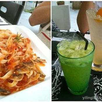 Pasta E Funghi; Apple Juice & Orangeale