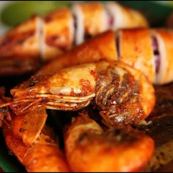 Grilled Sotong and Prawn