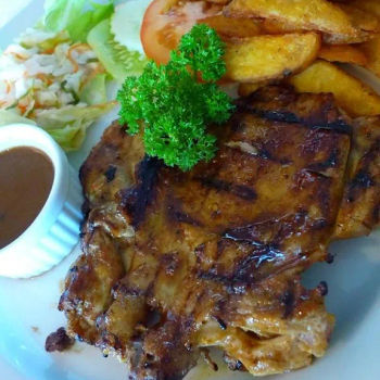 Grilled Chicken Chop with Mushroom Sauce