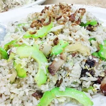 fried rice with bittergourd and roast pork