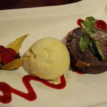 Chocolate Cake with vanilla ice-cream