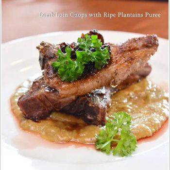 Lamb Loin Chops with Ripe Plantains Puree