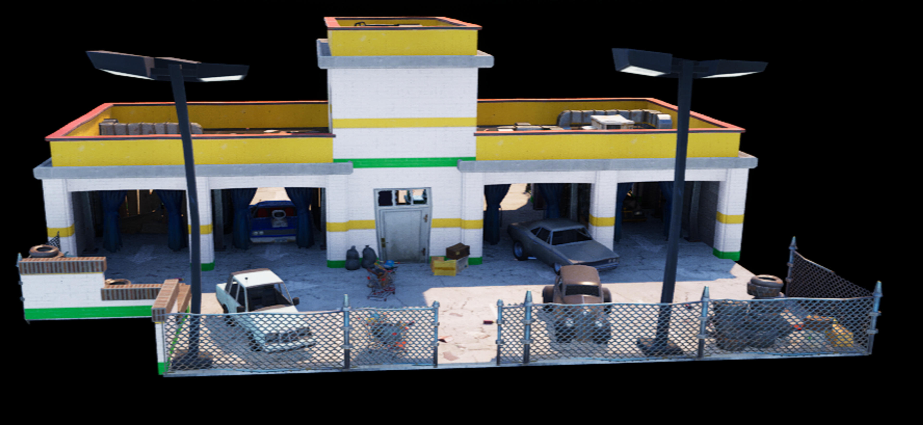 Fortnite Save The World - City Car Wash Prefab (URB_5x5_CarWash_a)