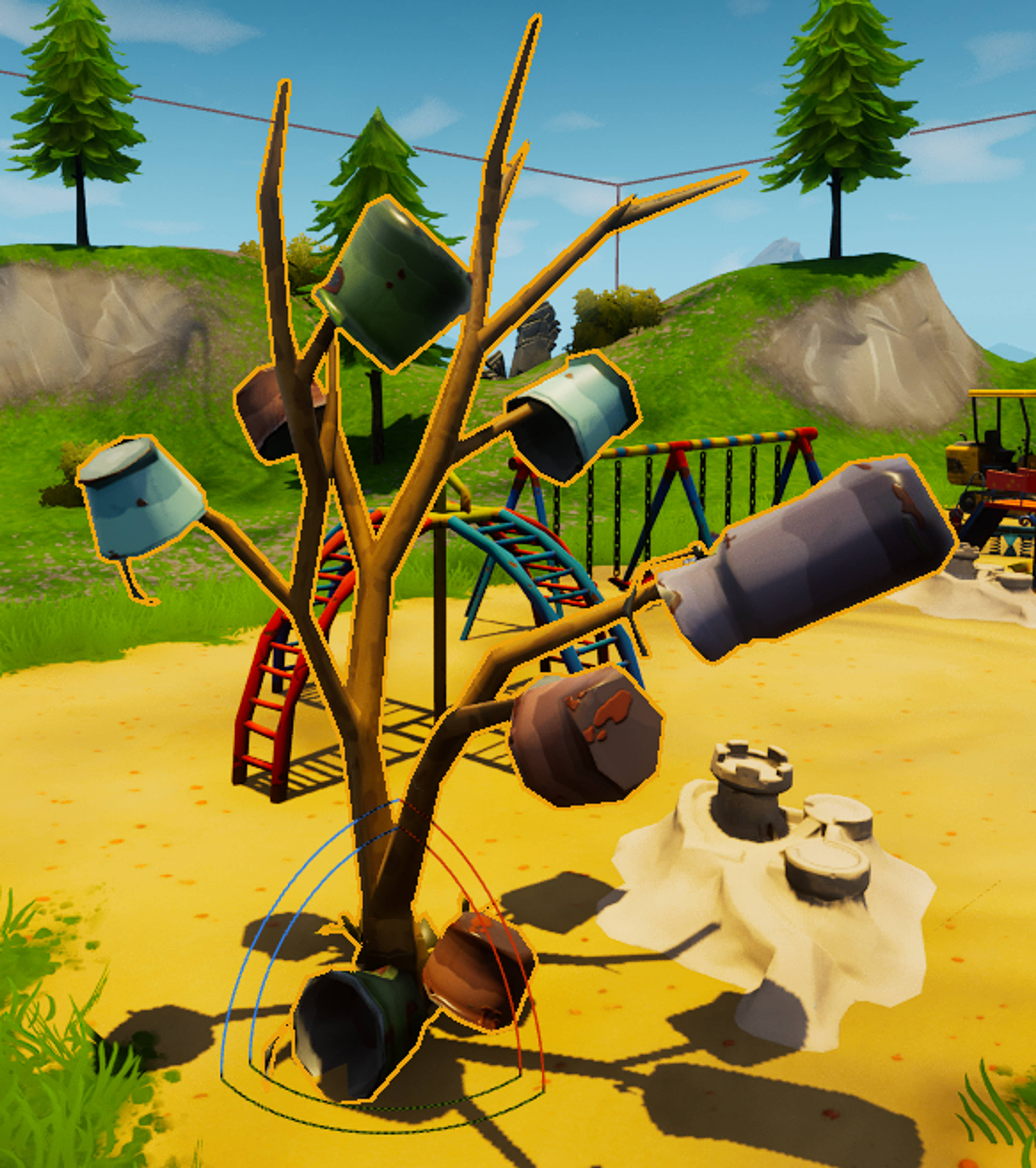 Dead tree decorated with pots (Will not validate!!!!)