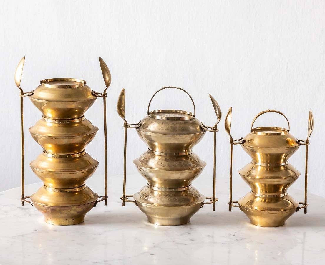 Brass Tiffin Boxes - The Past Perfect Collection