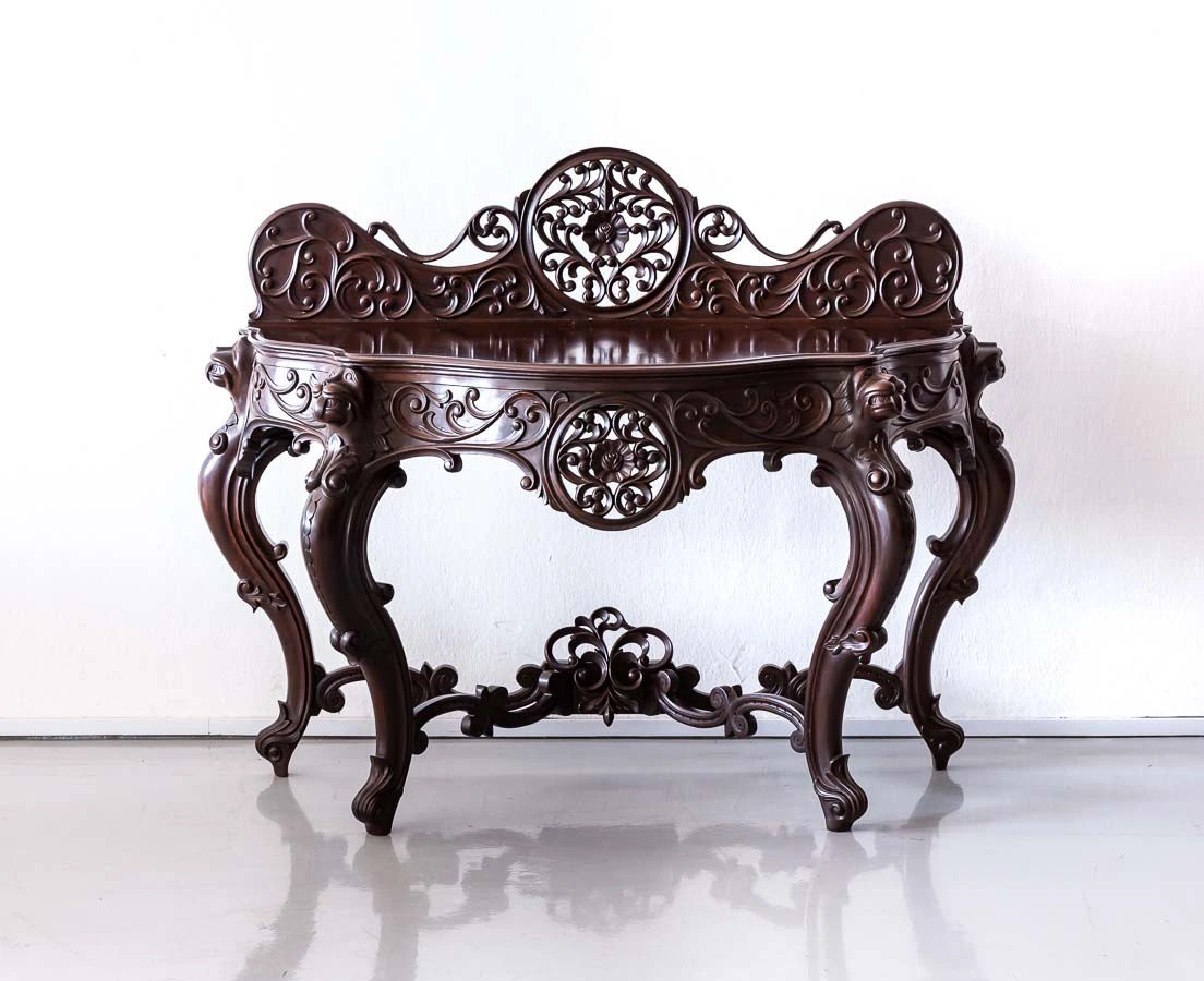 Antique half cheap moon table