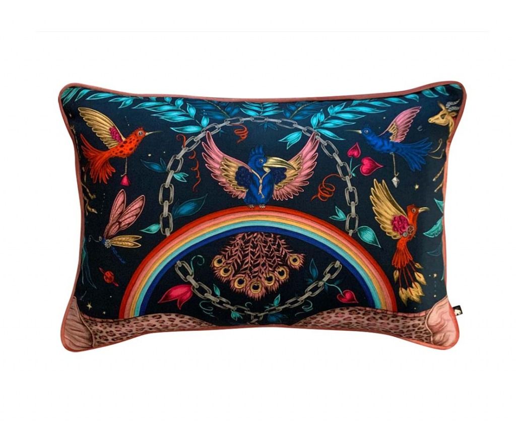 Zambezi Navy Rainbow Designer Cushion The Past Perfect Collection