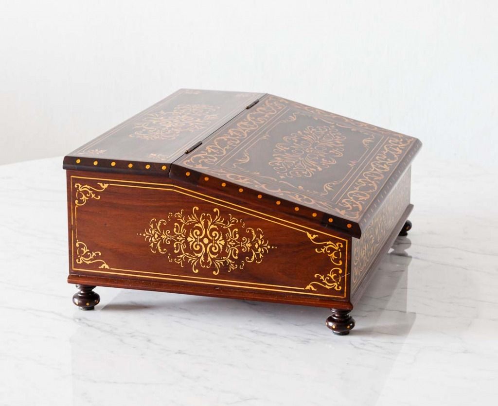 British Colonial Rosewood Writing Slope Box - The Past Perfect 