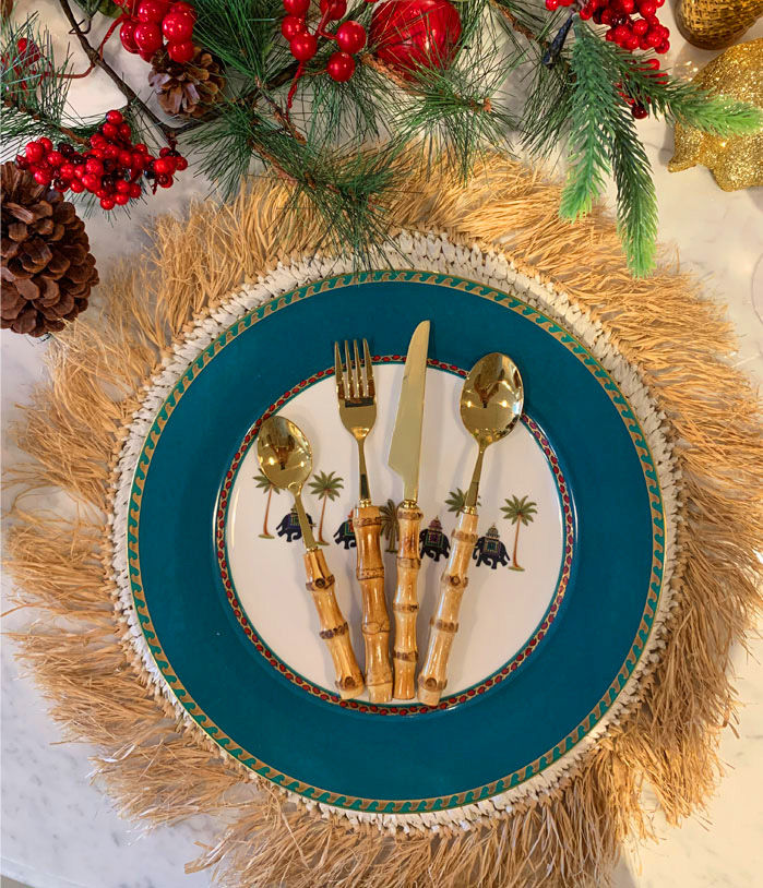 Tropical Christmas - Details Festive Table - Bamboo Flatware -The Past Perfect Collection -Singapore