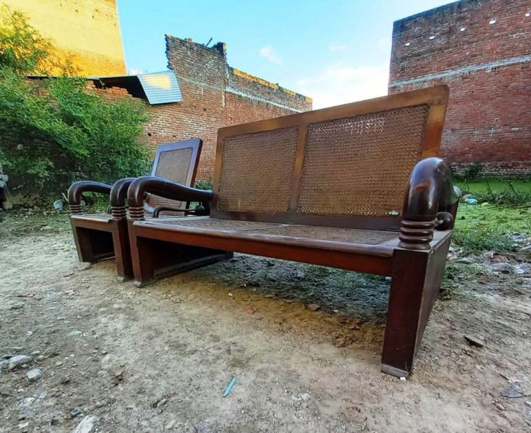 Art Deco Rosewood Sofa before restoration