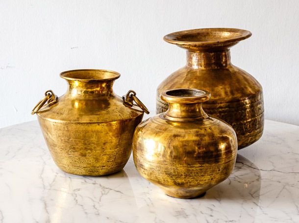 Antique Brass Pots