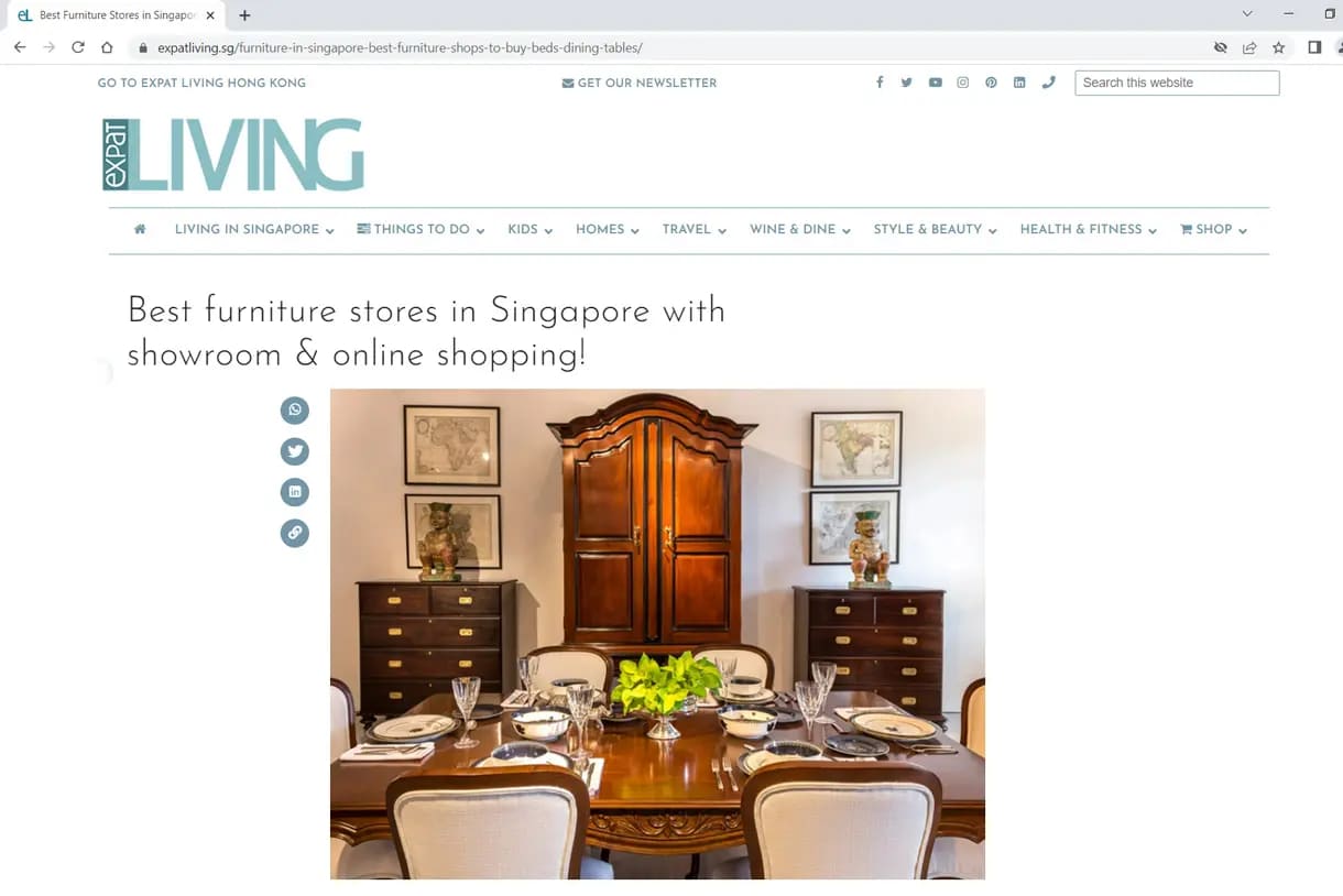 Best Furniture Stores in Singapore with showroom & online shopping