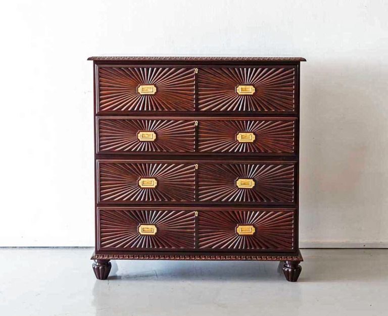 Antique Chest of Drawers - British Colonial Rosewood Secretaire Chest of Drawers - The Past Perfect Collection- Singapore