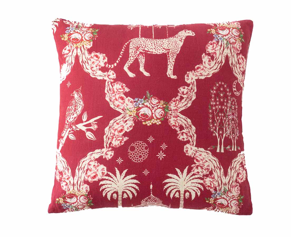 Cheetah Forest Linen Good Earth Cushion The Past Perfect Collection