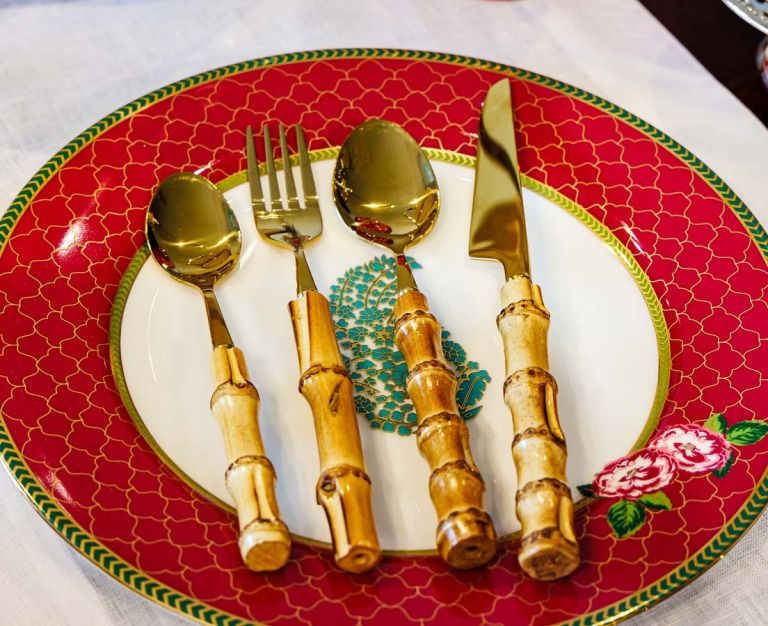 A Coulourful Christmas - Flatware with natural Bamboo Handle - The Past Perfect Collection - Singapore