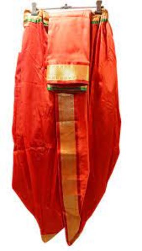 Picture of POOJA DHOTI SILK RED STICHED