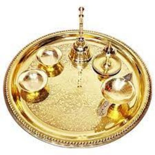 Picture of POJA THALI BRAS FANCY SMALL KATORI DIYA AGARBAT STAND