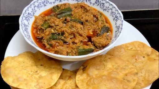 Picture of Poori with Bhindi Masala