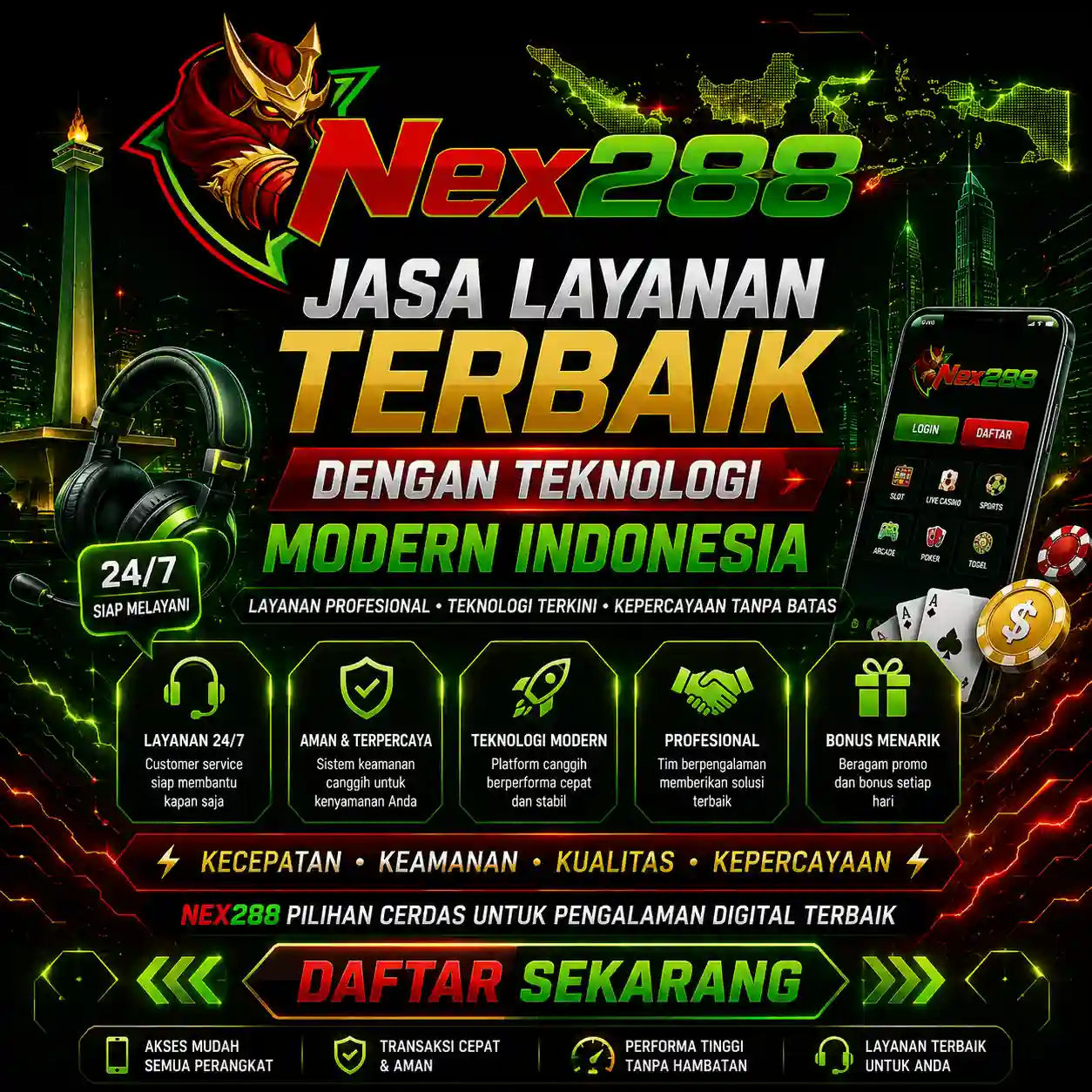Thumbnail 1 of 3, Poster, NEX288 : Jasa Layanan Terbaik Dengan Teknologi Modern Indonesia designed and sold by NEX288.
