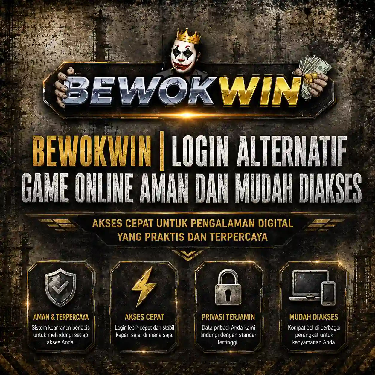 Thumbnail 1 of 3, Poster, BEWOKWIN | Login Alternatif Game Online Aman Dan Mudah Diakses designed and sold by BEWOKWIN.