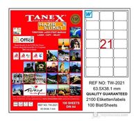 ლეიბლი ა4 1*21 100ფურც (63.5*38.1) 21 ნაჭრიანი Tanex