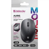 Defender უკაბელო მაუსი Auris MB-027 Wireless optical mouse, black,4D,800-1600dpi,noiseless