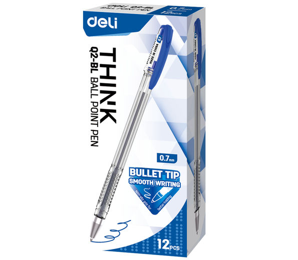 კალამი ბურთულიანი 0.7mm Q2BL Blue, DELI