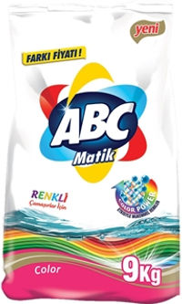 ABC აბც ფერადი ქსოვილის სარეცხი ფხვნილი ავტომატური რეცხვისთვის 9კგ