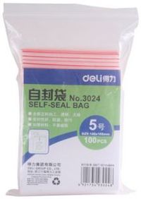 ზიპ პარკი ჩამკეტით Deli 13x10სმ 100 ცალი